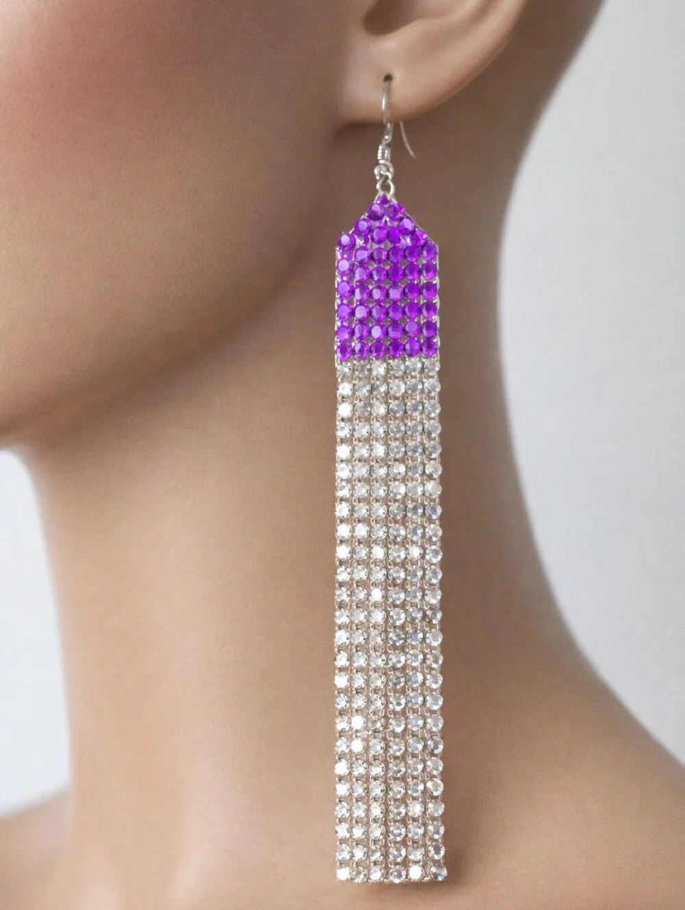 PASTEL Purple & Silver Dangle Earrings - Bold Women’s Fashion Jewelry